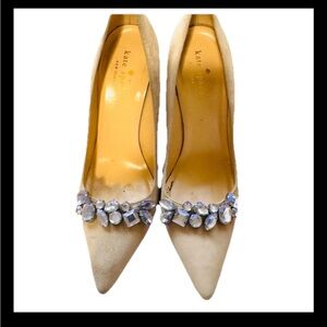 Kate Spade Tan Heels with Crystal Embellishments size 7.5 B